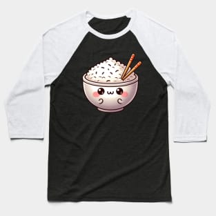 Cheerful Kawaii Rice Bowl Baseball T-Shirt